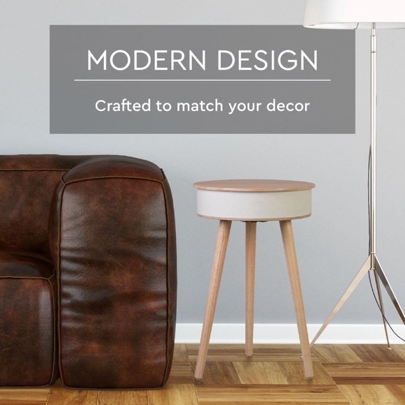 NIB WIRELESS Round Wood Speaker Table - Picture 4 of 11